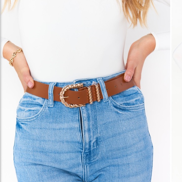 NWT Show Me Your MuMu Brown Tan Gold Olin Belt - Picture 2 of 7